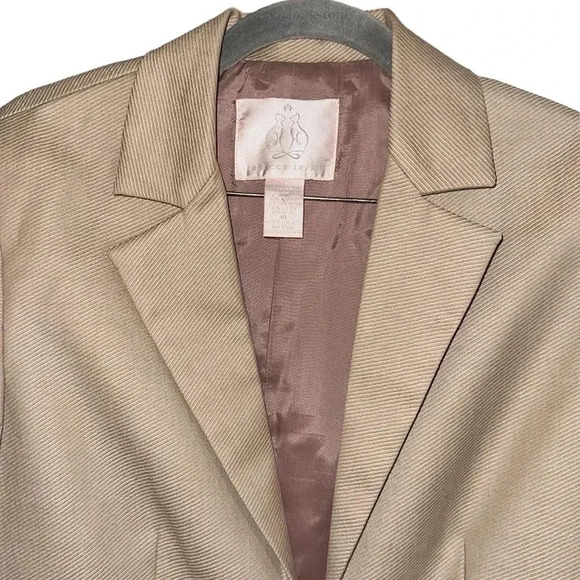 Rebecca Taylor Tan Tie Front Wool Blend Blazer Size 10 - Picture 3 of 10